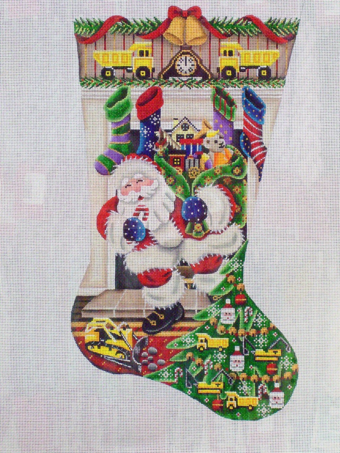 Out of the Fireplace Construction Toys Stocking   (handpainted from Rebecca Wood)*Product may take longer than usual to arrive*