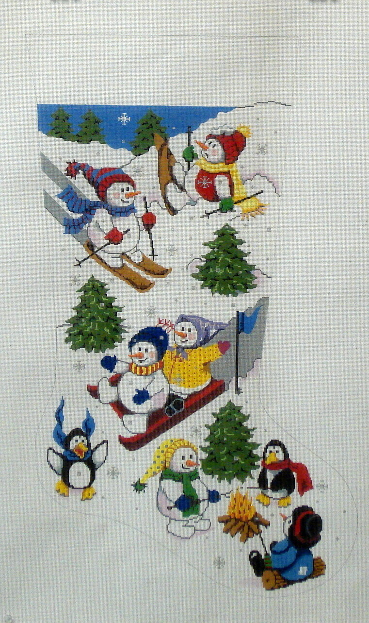 Playful Snowmen Stocking (Handpainted from Gayla Elliott Designs)