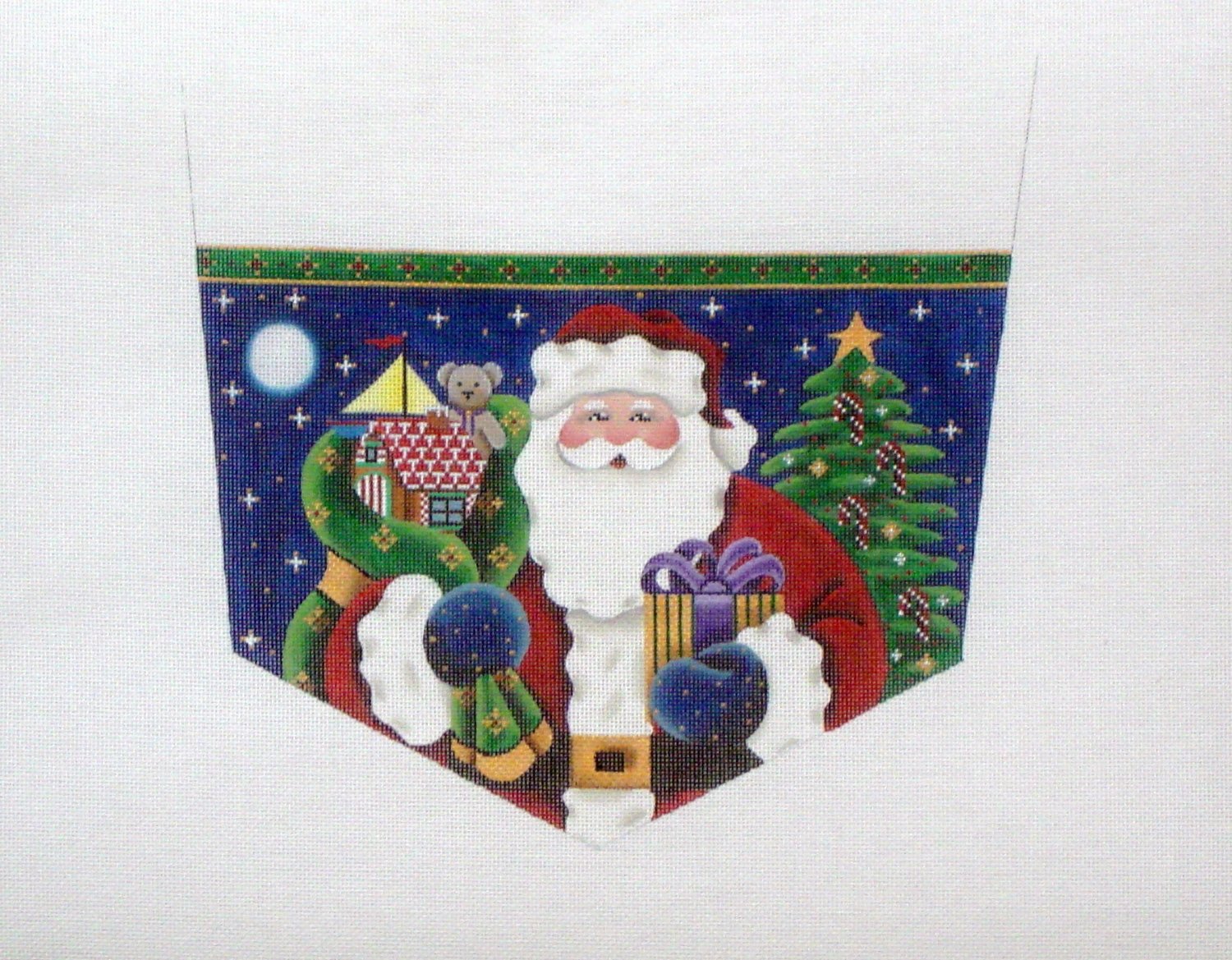Santa Claus Stocking Cuff  (Handpainted from Rebecca Wood Designs)