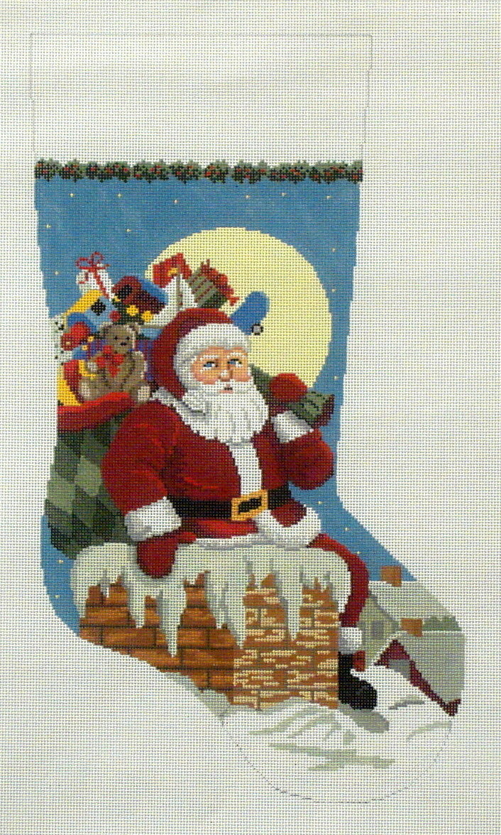 Santa Down the Chimney, Boy (handpainted by Susan Roberts)