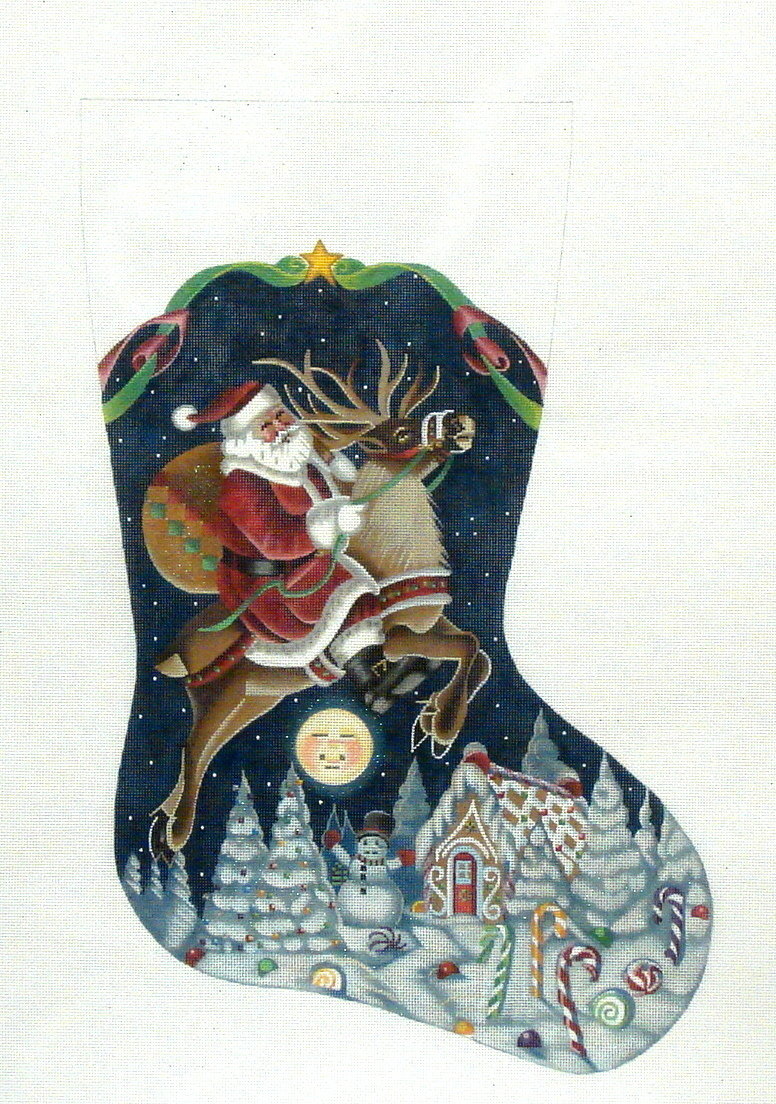 Santa on Reindeer    (handpainted by Tapestry Tent)
