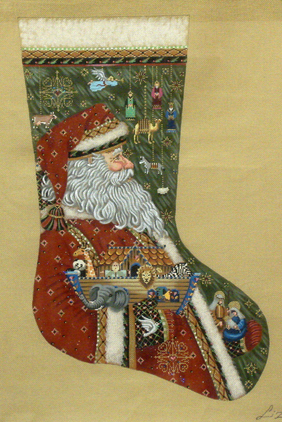 Santa's Ark & Nativity, Stocking (Handpainted by Tapestry Tent)