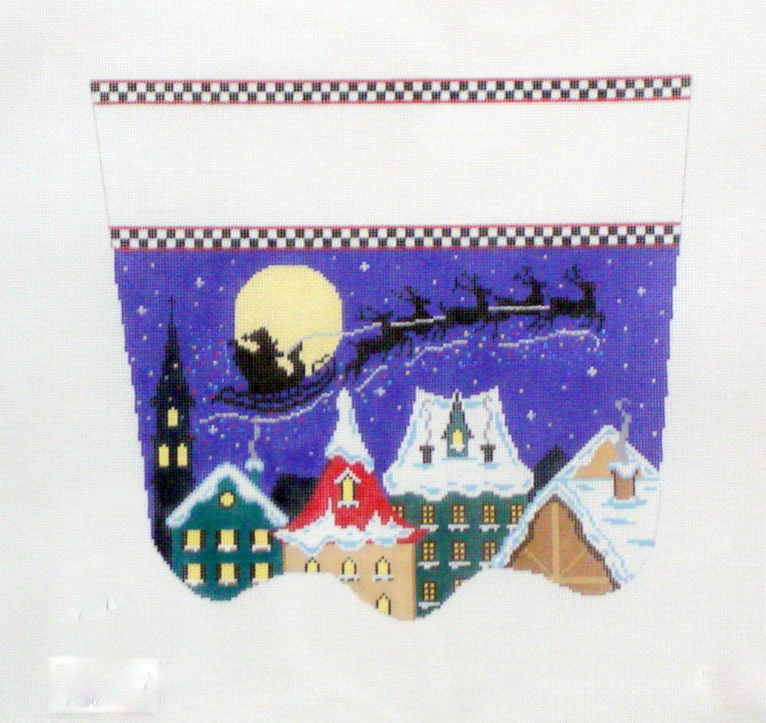 Santa's Midnight Ride Stocking Cuff      (handpainted from The Meredith Collection)