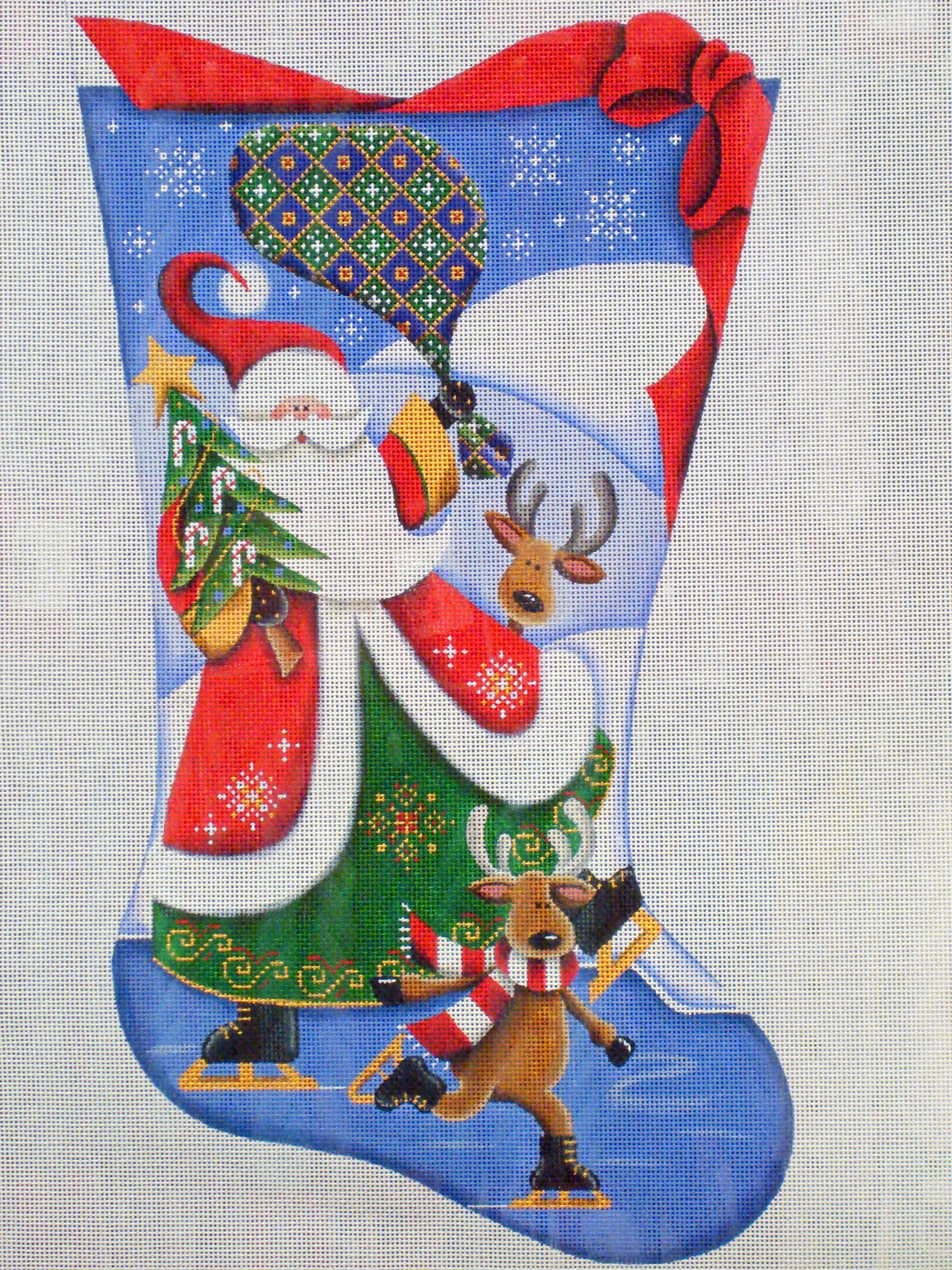 NeedlepointUS: Dash Away All - Stitch Painted Needlepoint Christmas  Stocking Canvas, Stockings, SAN18-828
