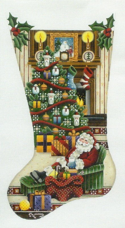 The Last Stop Christmas Stocking   (Handpainted by Rebecca Wood Designs)