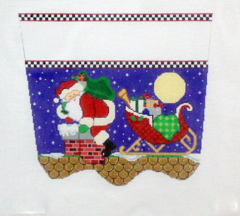 Up on the Roof Top Stocking Cuff,   (handpainted from The Merideth Collection)*Product may take longer than usual to arrive*
