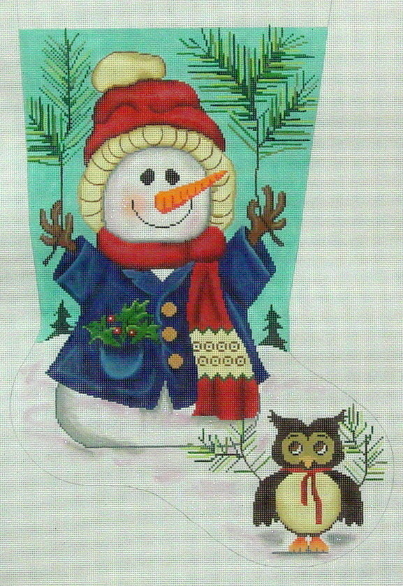 Woodland Snowman/Owl    (handpainted by All About Stitching)