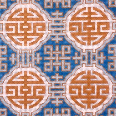 Medallions on Blue     (handpainted from Colonial Needle)*Product may take longer than usual to arrive*