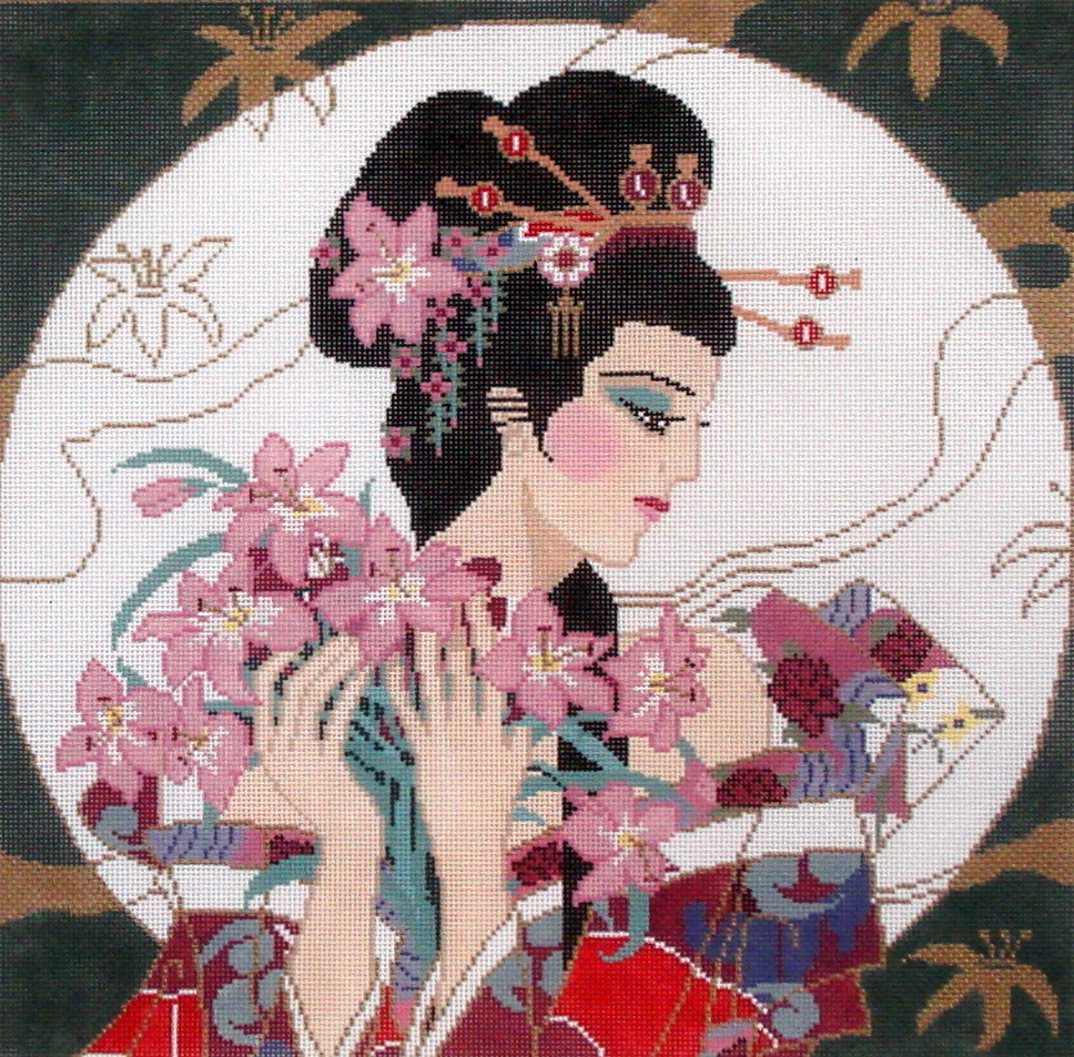 Geisha in the Moon      (hand painted canvas by Sophia)*Product may take longer than usual to arrive*