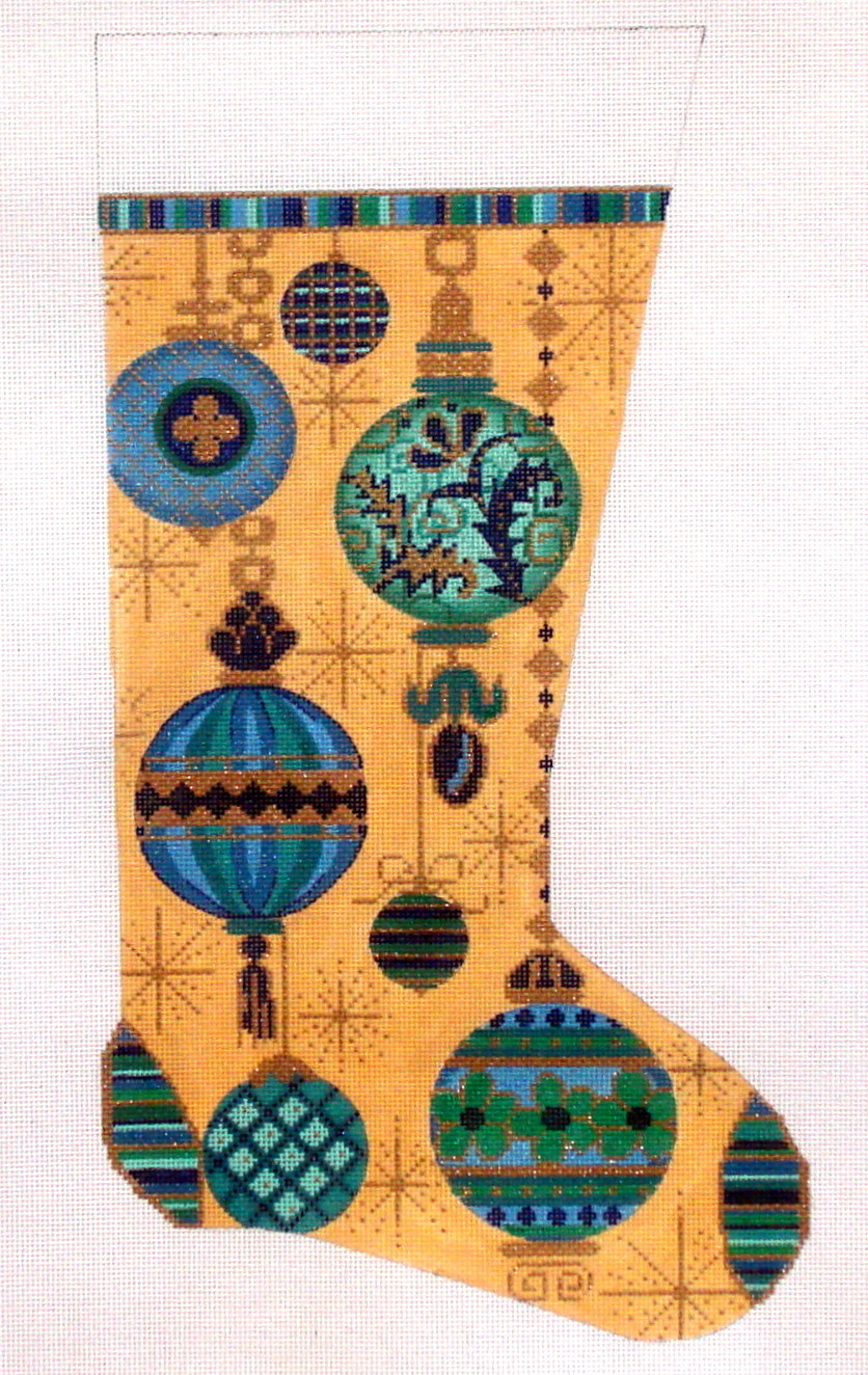 Blue Ornaments      (handpainted needlepoint canvas by Alice Peterson)