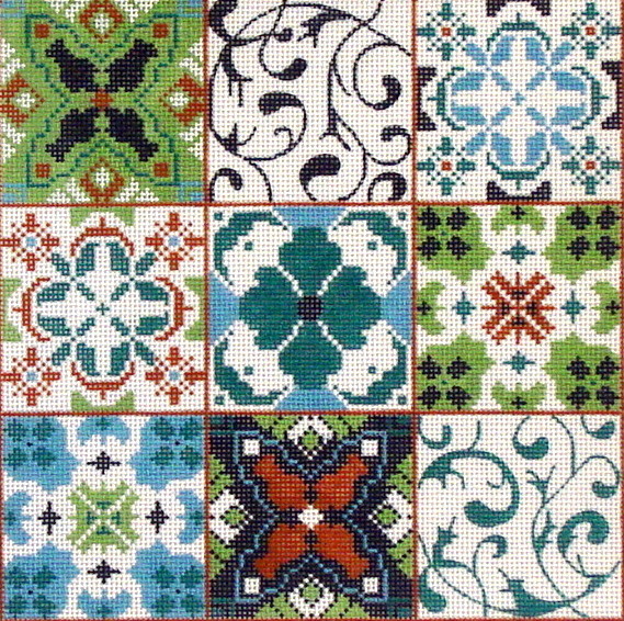 9 Square Geometric  (Handpainted by Alice Peterson)