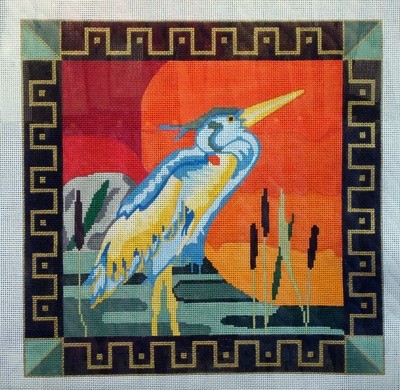 Bird at Sunset (Handpainted by Maps Designs)