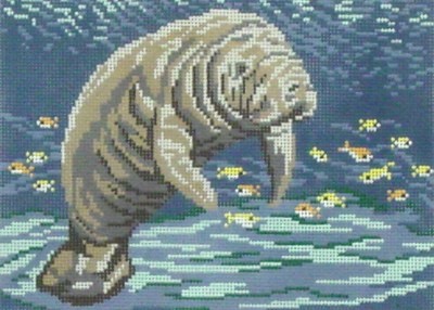 Manatee at Sea    (handpainted by Needle Crossing)