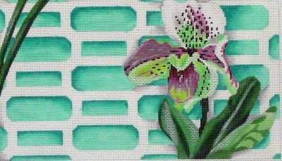 Orchid on Aqua Lattice #2    (handpainted by Associated Talents)*Product may take longer than usual to arrive*