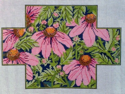 Pink Echinacea Brick Cover (stitch-painted from Whimsy & Grace)