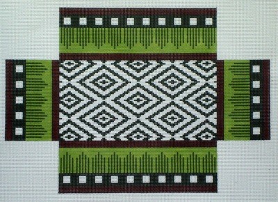 Burgundy & Brown Ikat Brick Cover (Handpainted from JP Needlepoint)