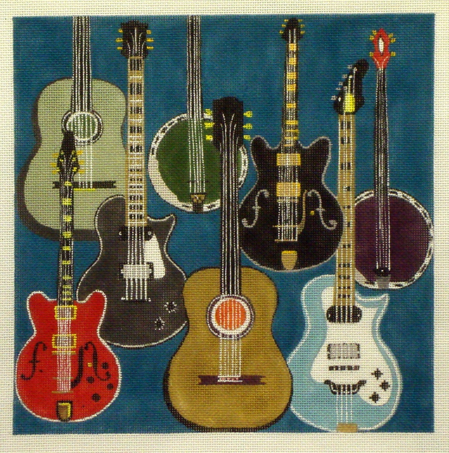 Guitars   (handpainted from .All About Stitching)