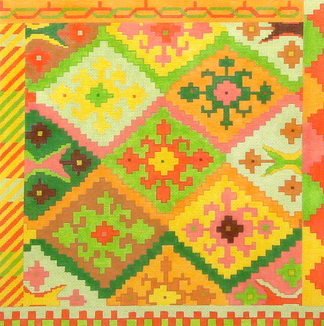 Kilim Square w/Stepped Diamonds, IKAT, Sunset Palette (Kate Dickerson)*Product may take longer than usual to arrive*