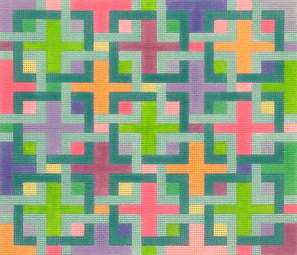 Interlocking Squares - Pucci Colors   (Handpainted by Kate Dickerson Needlepoint Collection)