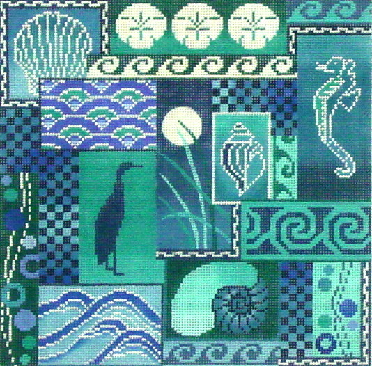 Scenes of the Sea  (Blue),  (handpainted from Mindy's Needlepoint Factory)