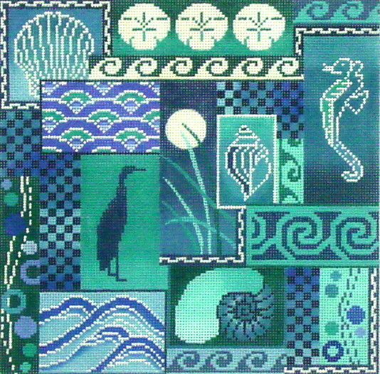 Scenes of the Sea  Blue   (Handpainted by Mindy's Needlepoint Factory)