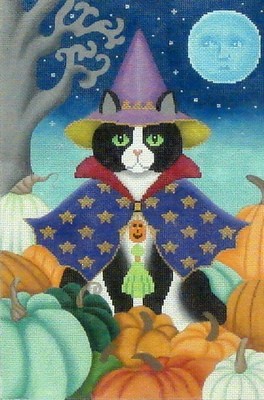 Black Cat with Heirloom Pumpkins (Handpainted by Brenda Stofft Designs)