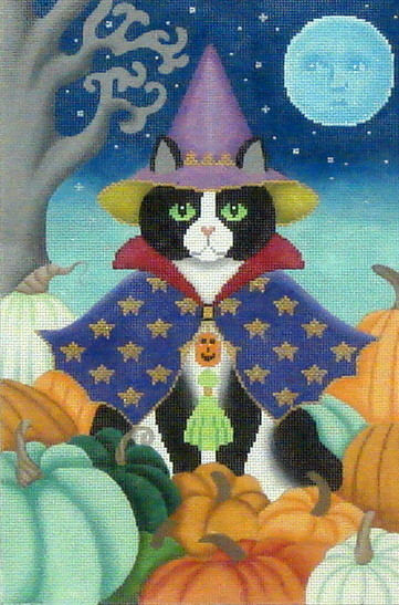 Black Cat with Heirloom Pumpkins  (Handpainted by Brenda Stofft Designs)