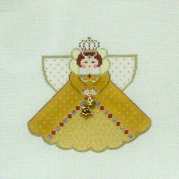 Gold Queen Angel with Charms Ornament (Handpainted by Pony Designs)