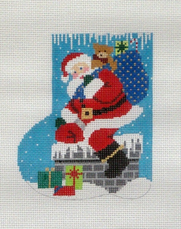 Down the Chimney Mini Sock  (Handpainted by Shelly Tribbey Designs)