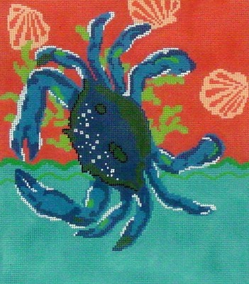 Blue Crab with Coral (Handpainted by The Point of It All Designs