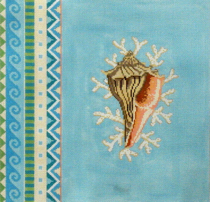 Geo Pattern Tulip Shell   (Handpainted by Susan Roberts)