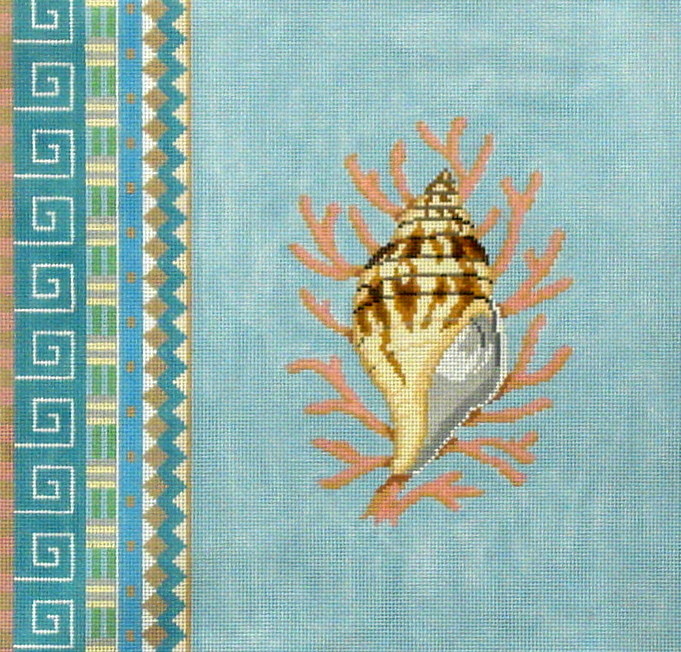 Geo Pattern Lighting Whelk  (Handpainted by Susan Roberts)