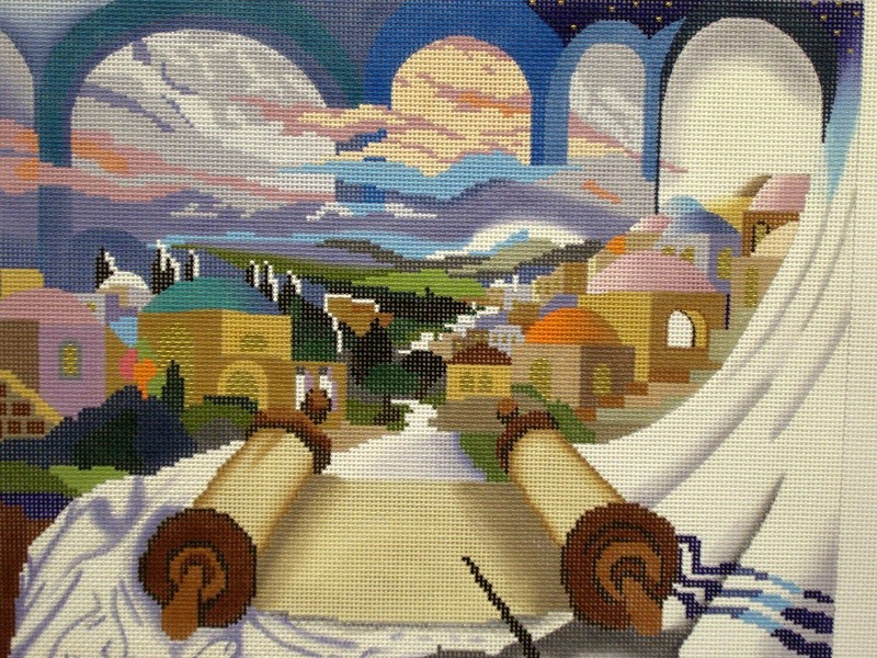 Touch of Torah Tallis Bag   (Handpainted by Julia's Needleworks)