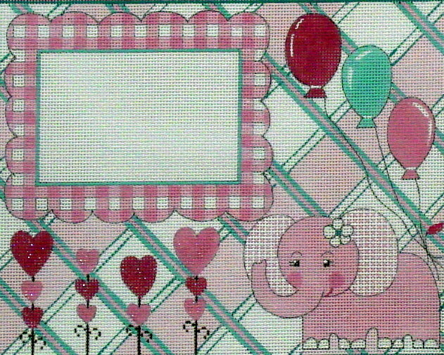 Pink Elephant Birth Announcement   (Handpainted by Alice Peterson)