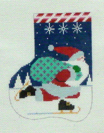 Skating Santa Mini Sock  (Handpainted by Shelly Tribbey Designs)