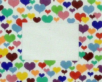 Happy Hearts Picture Frame      (hand painted from JP Needlepoint Designs)