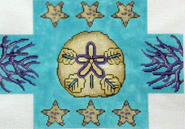Tan Sand Dollar Brick Cover       (handpainted by All About Stitching)