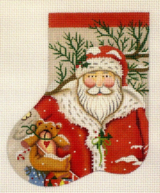 Snowy Santa Mini Sock  (Handpainted by Melissa Shirley)
