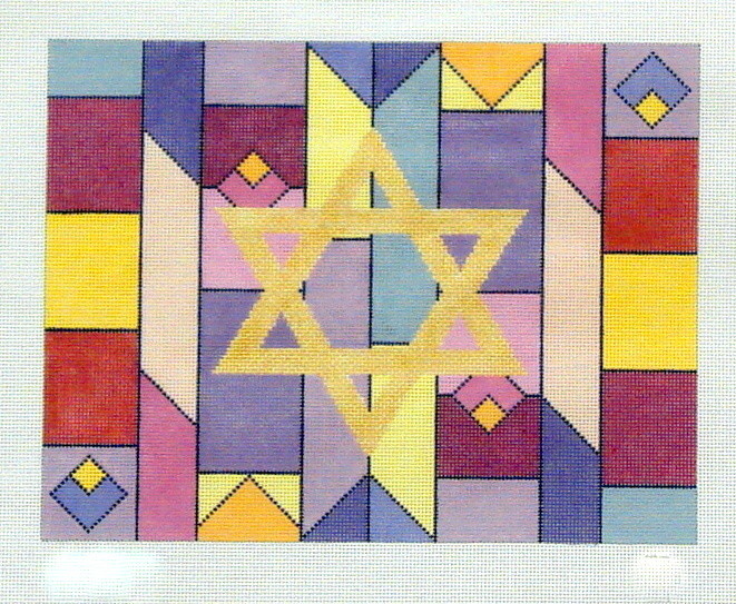 Geometric Purple and Red Tallis Bag  (Handpainted by Fleur de Paris Designs)