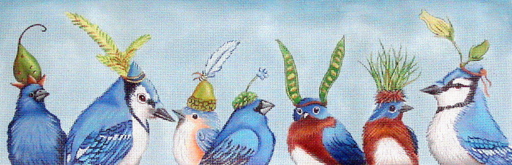 Birds on Blue (Handpainted by Vikki Sawyer)
