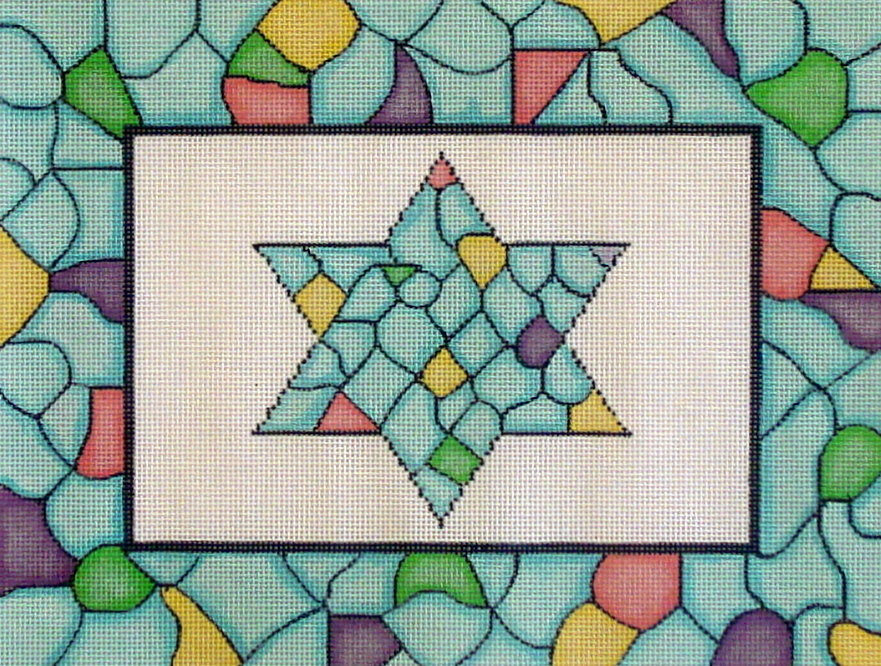 Mosaic Star Tallis Bag  (Handpainted by Magic Needle)