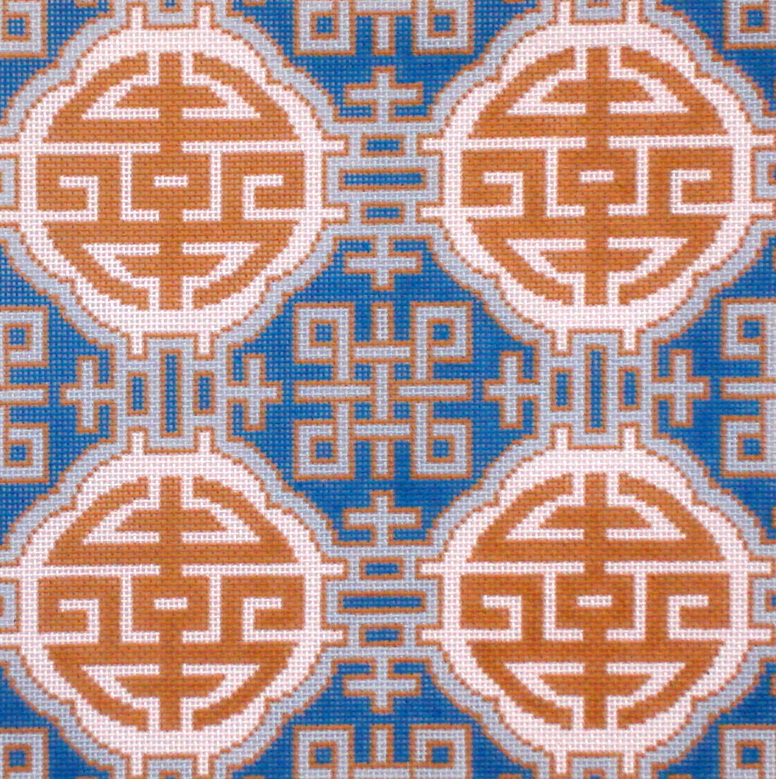 Medallions on Blue  (Handpainted by Colonial Needle)