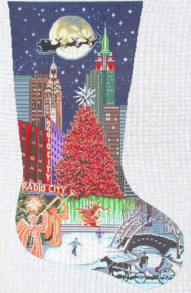 New York City Christmas Stocking (Handpainted by DJ Designs) New York City Christmas Stocking (Handpainted by DJ Designs)