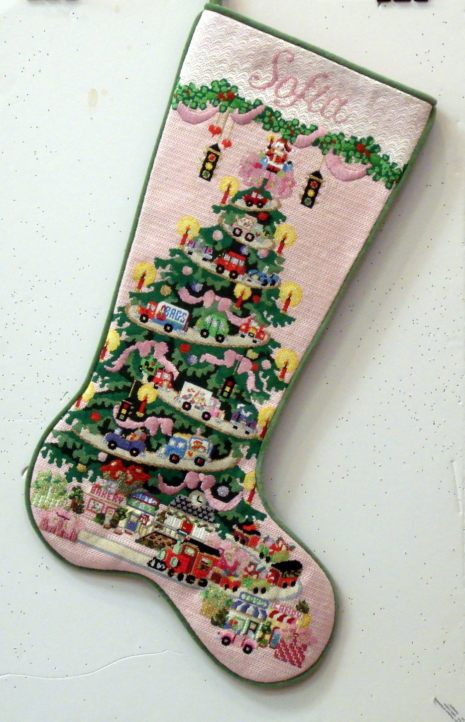Transportation Tree, for Girls- with Pink Ribbons (Handpainted by Strictly Christmas) Transportation Tree, for Girls- with Pink Ribbons (Handpainted by Strictly Christmas)
