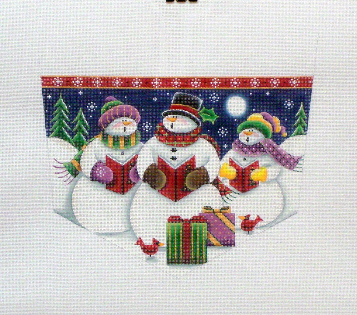 Snow Carolers Stocking Cuff (Handpainted by Rebecca Wood Designs) Snow Carolers Stocking Cuff (Handpainted by Rebecca Wood Designs)