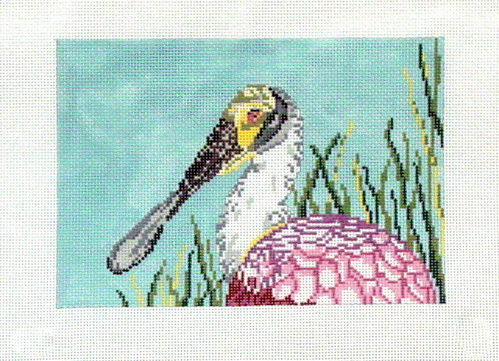 Roseate Spoonbill   (Handpainted by Needle Crossing)