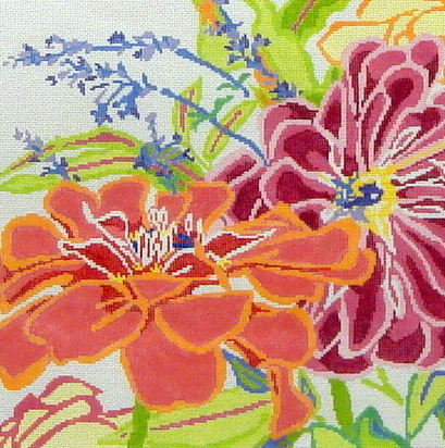 Zinnia Dazzle #1   (Handpainted by Jean Smith)