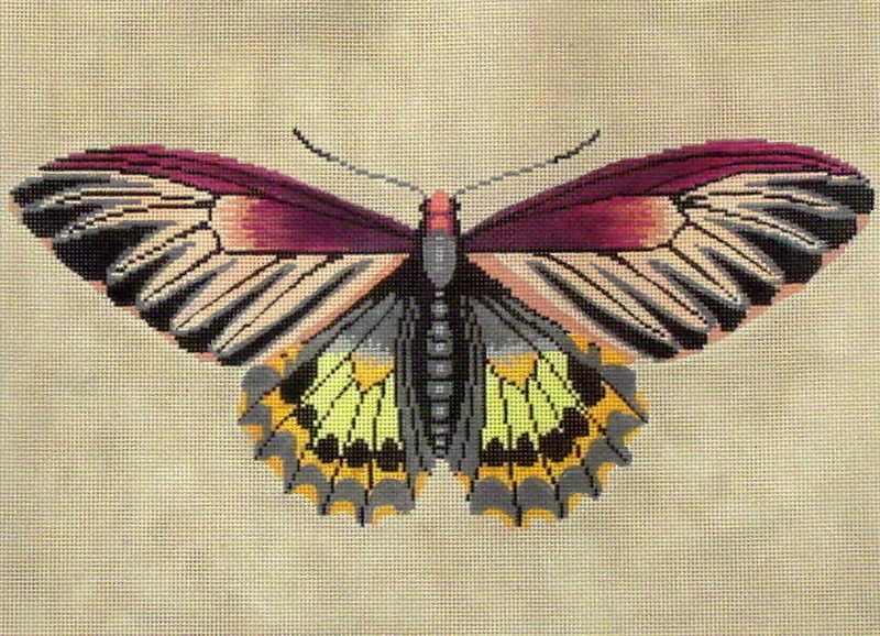 Moth - Magenta, Green, Yellow  (Handpainted by The Meredith Collection)