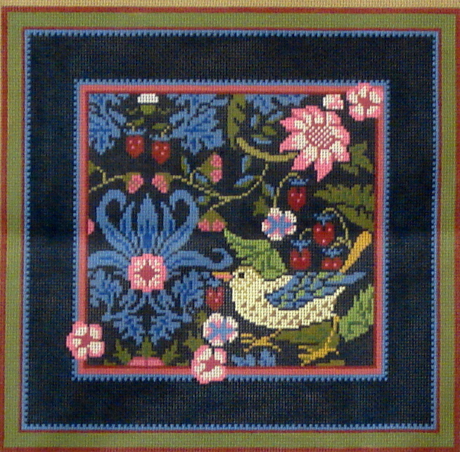 Strawberry Thief Pillow  (Handpainted by Whimsy and Grace)