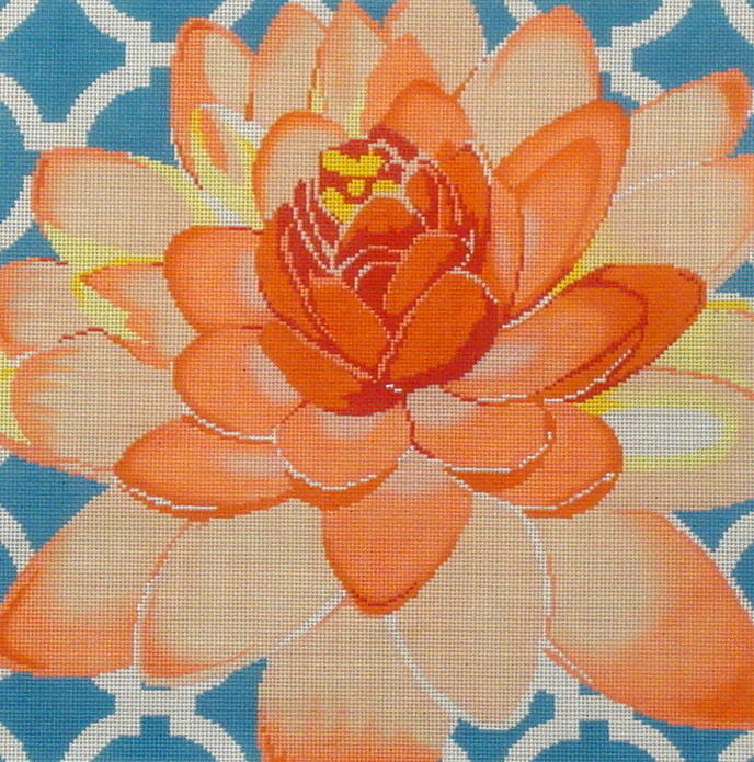 Water Lily On Aqua  (Handpainted by The Meredith Collection)